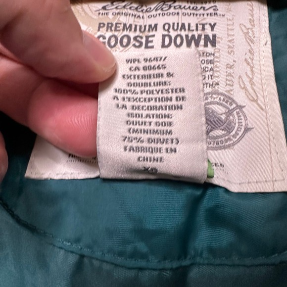 Eddie Bauer Green Quilted Goose Down Puffer Vest Women's XL Insulated Pockets - Picture 6 of 9